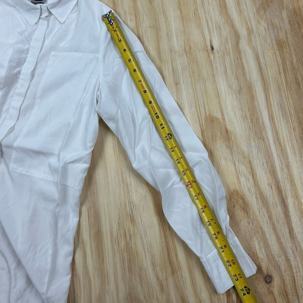Adolfo Dominguez Solid Lightweight Long‎ Sleeve Button Up Shirt Women's 36 White - Picture 5 of 9